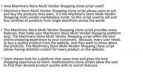 Machinery Store Multi Vendor Shopping Script