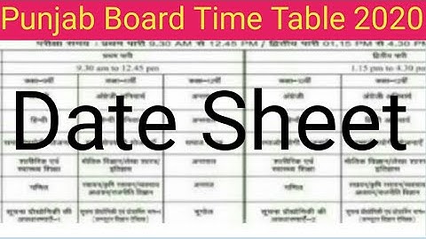 PSEB 12th 10th 8th Date Sheet 2020 PSEB Date Sheet 2020 PSEB Time Table 2020