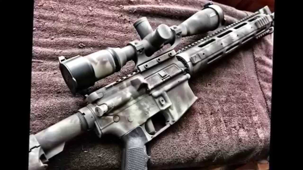 Ar 15 rattle can spray paint job with rustoleum using camo colors - YouTube