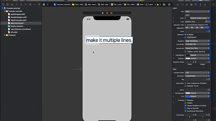 xCode 11.4 - Label Multiple lines