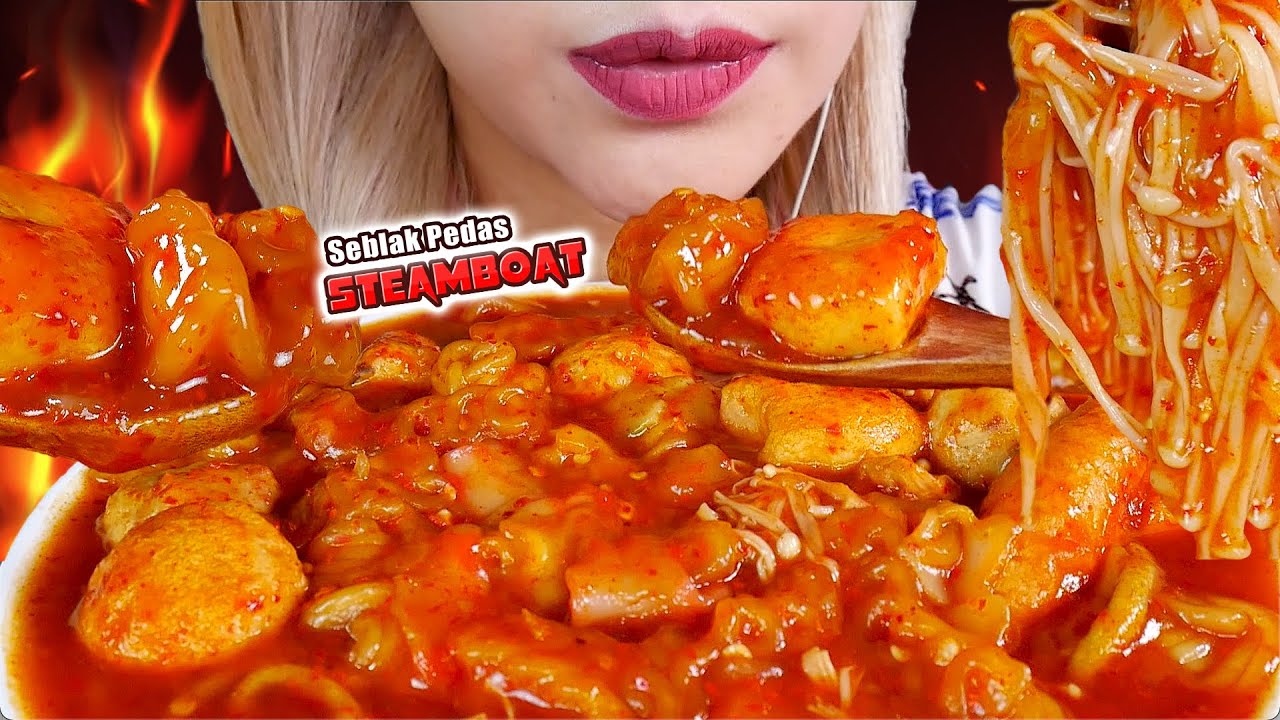 ASMR 💥🥣SEBLAK STEAMBOAT & JAMUR ENOKI KUAH PEDAS🥵 ENOKI MUSHROOM STEAMBOAT SEBLAK🔥