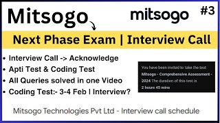 Mitsogo Next Phase Exam | Interview Call, Aptitude Test, Coding Test | 3-4 Feb | Phase wise Process