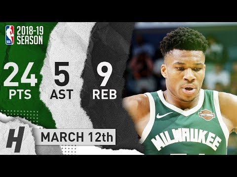 Giannis Antetokounmpo Full Highlights Bucks vs Pelicans 2019.03.12 - 24 Pts, 5 Ast, 9 Reb!