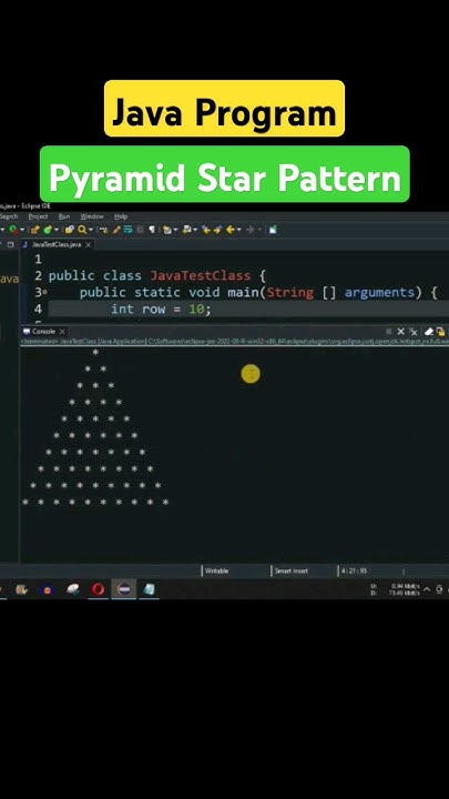 Java Program - Pyramid Star Pattern in Java #javatutorial - YouTube