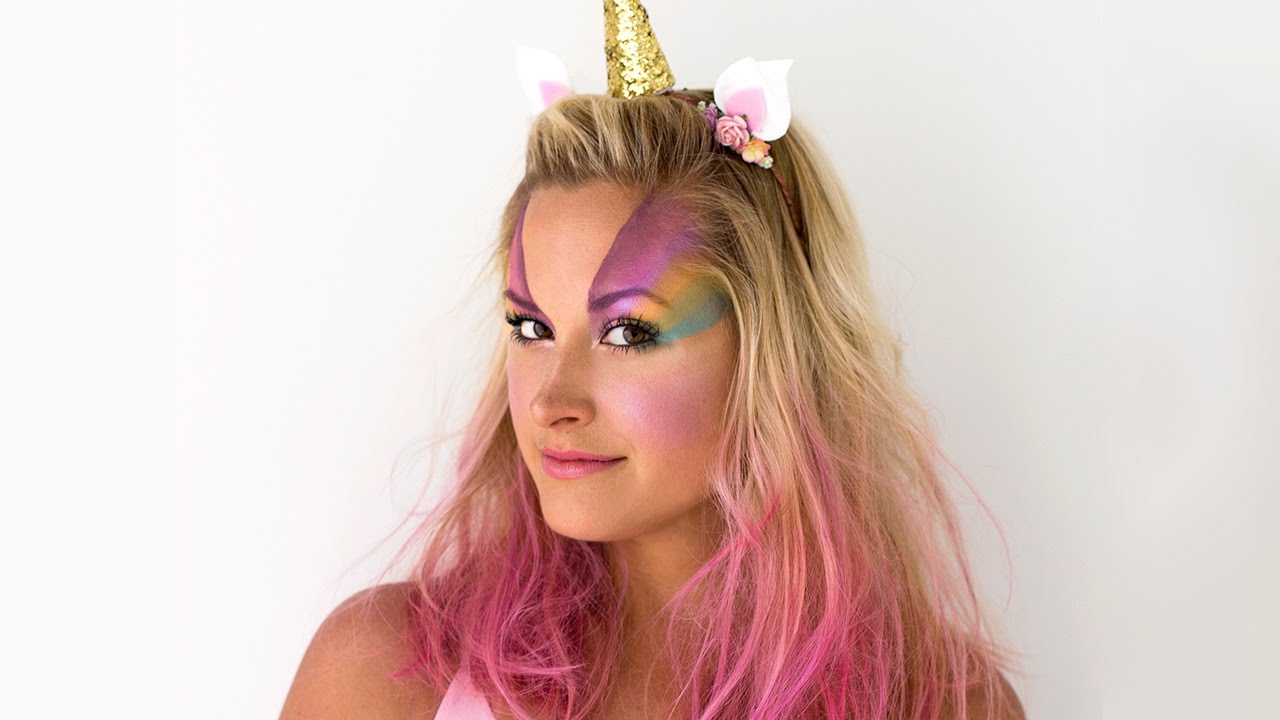 The Rainbow Unicorn Halloween Makeup Tutorial BareMinerals YouTube