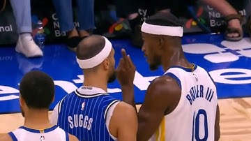 JIMMY BUTLER GOES OFF AFTER THROWING SUGGS DOWN AS MAGIC STARS RUSH IN TO CONFRONT HIM
