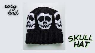 BLACK WEIRDOS　Skull Pattern Hat Knit Skull Hat Simple Tutorial - Keep your head warm for Halloween