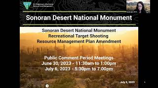 Sonoran Desert NM RMP Amendment Public Meeting July 6