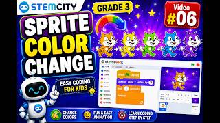 Change Sprite Color in Stemblock Scratch | Grade 3 Coding for Kids