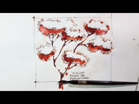 ⁣Как Нарисовать Дерево Чернилами И Пером, Ландшафтная Графика