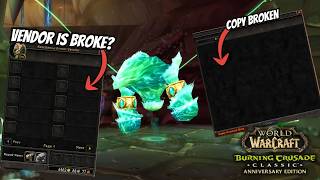 TBC Classic PTR Is a Mess Right Now… Vendors Broken & Copy Character STILL Failing?