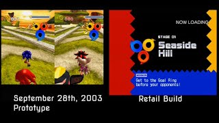 Sonic Heroes (PlayStation 2) - Beta vs. Final 2P Seaside Hill Comparison