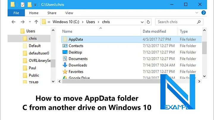 How to move AppData folder C from another drive on Windows 10