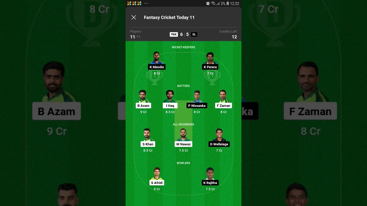 💥 ICC WC 2023 PAK vs SL Teams 6 H2H SL GL Teams💰  