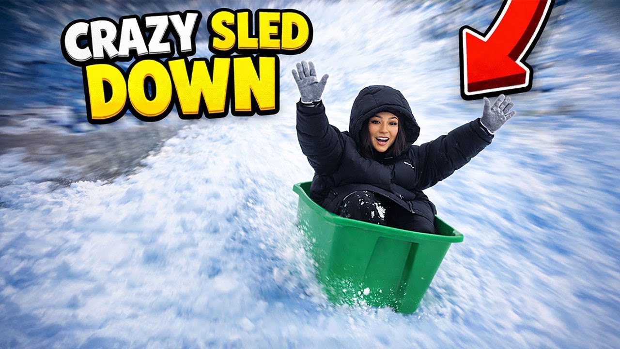 Trying To Go Sledding in a Plastic Bin!