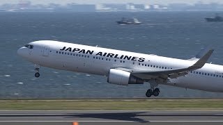 JAL Boeing 767-300ER JA621J Takeoff from HND 34R