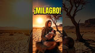 An exhausted mother in the desert with her baby