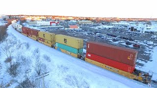 New Aerial Location! CN Train X407 with Intermodal Containers at Moncton, NB at Sunset