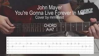 John Mayer - You're Gonna Live Forever in Me Instrumental cover with Tab \u0026 backing track