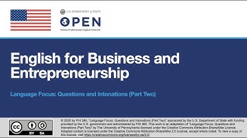 Language Focus: Questions and Intonation - Part  2 (Business English)