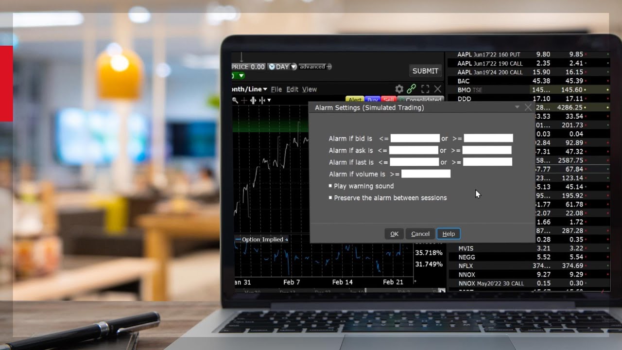 Setting Alarms in TWS