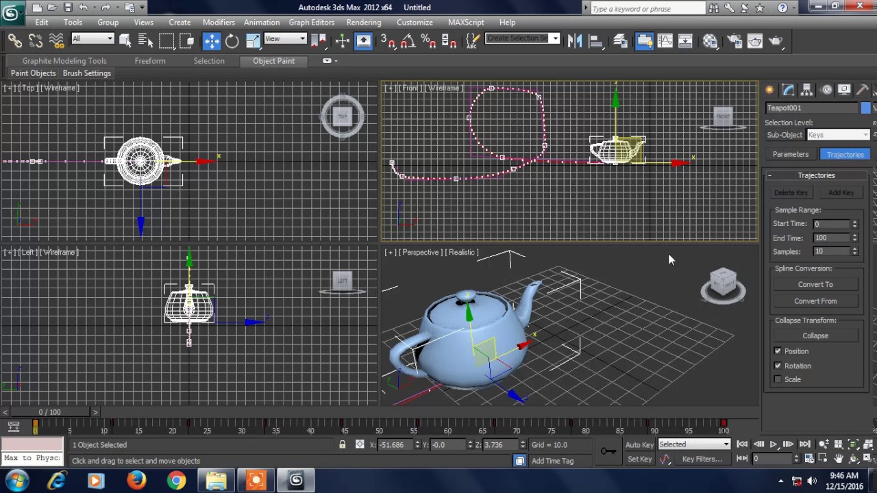 3Ds Max Tutorial useing Trajectories | Tamil | - YouTube