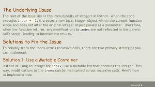 Understanding Recursion Problems in Python: Fixing Index Not Updating Issue
