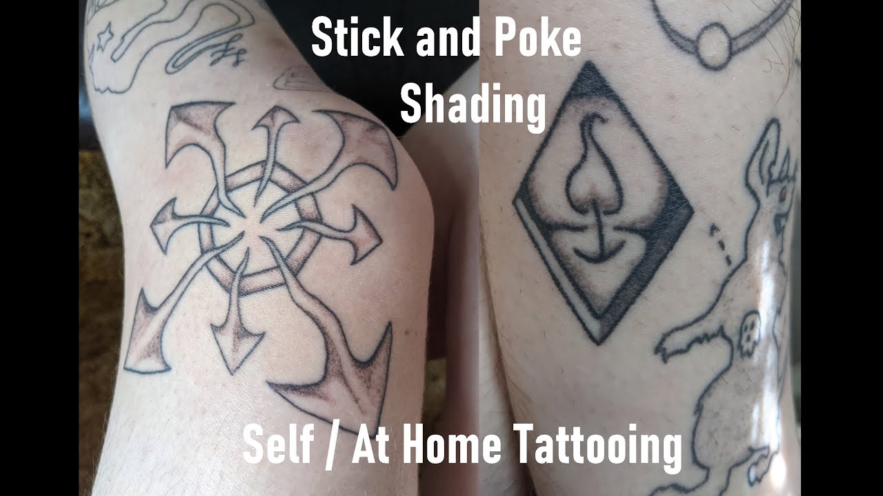 Stick & Poke Tattooing ~ Shady Shades that Shade Shadily ~ Self Done Leg Sleeve - YouTube