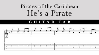 Video thumbnail of "He's a Pirate - Guitar tab tutorial - Pirates of the Caribbean"