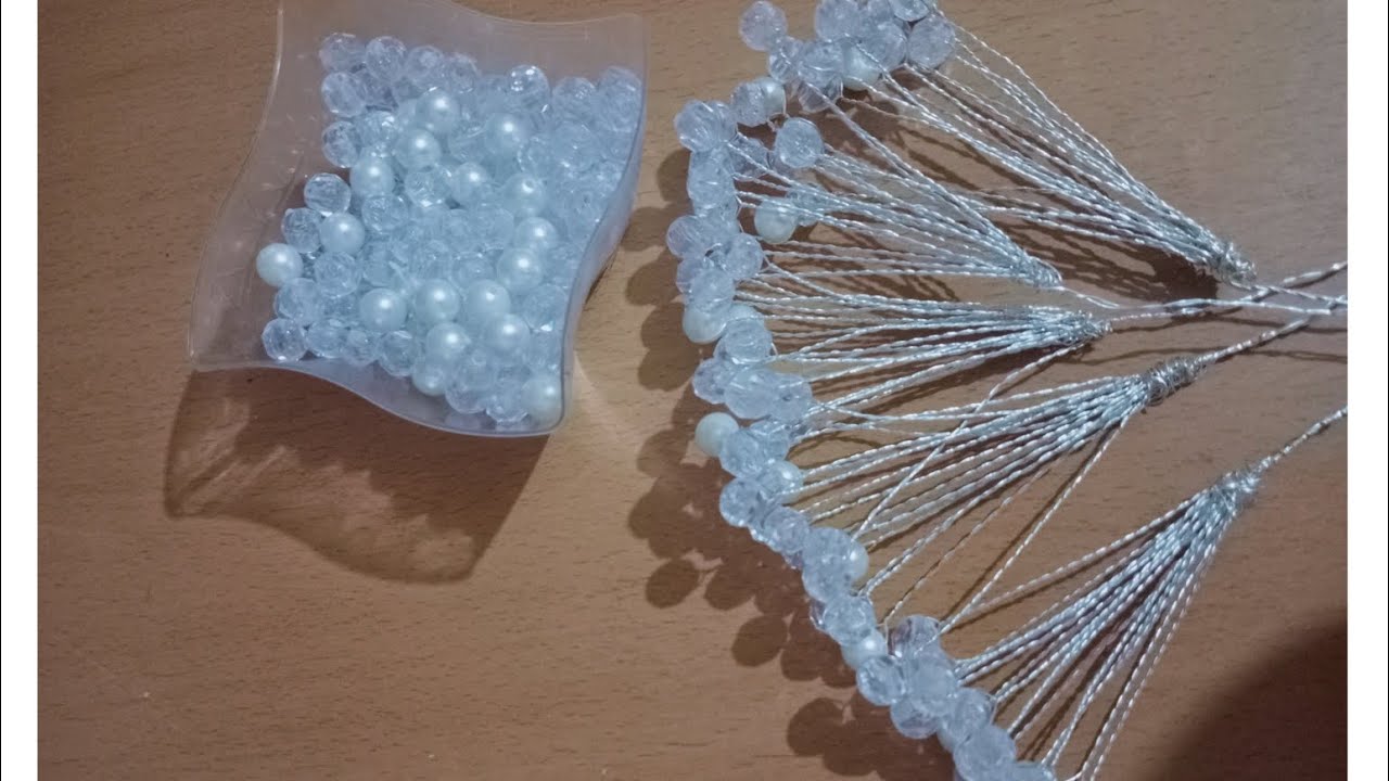 طريقه عمل فروع الكريستال واللولي لبوكيهات الورد باسهل طريقة 👌💐