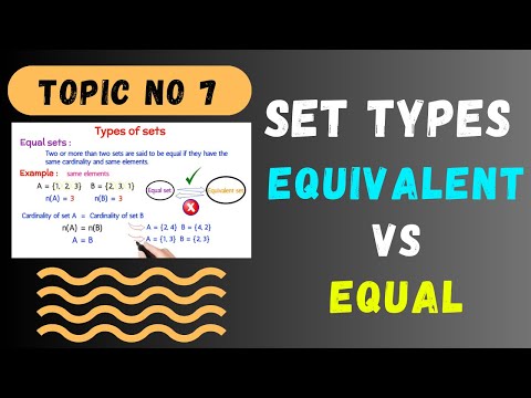 Set types - Equal sets and Equivalent sets |Set types in Hindi/Urdu | learning core