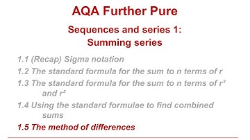 AQA Further Pure: Sequences and series 1-5