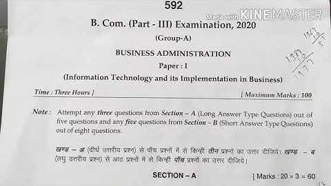 It || Information technology & its implications in bussiness||paper 2020 b.com 3rd year paper