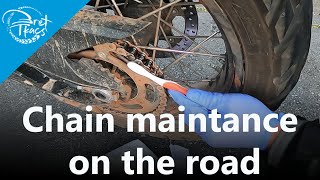 Motorcycle chain maintenance tips while traveling