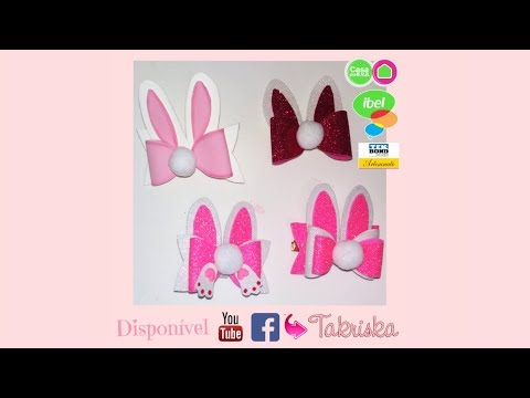 Laço de coelhinha para enfeite de cabelo (prof Takriska) Lazo de conejito para adorno de pelo