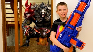 NerfWar the Monster vs Nerf Titan monster appeared from outside