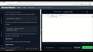 Hackerrank on python hello world