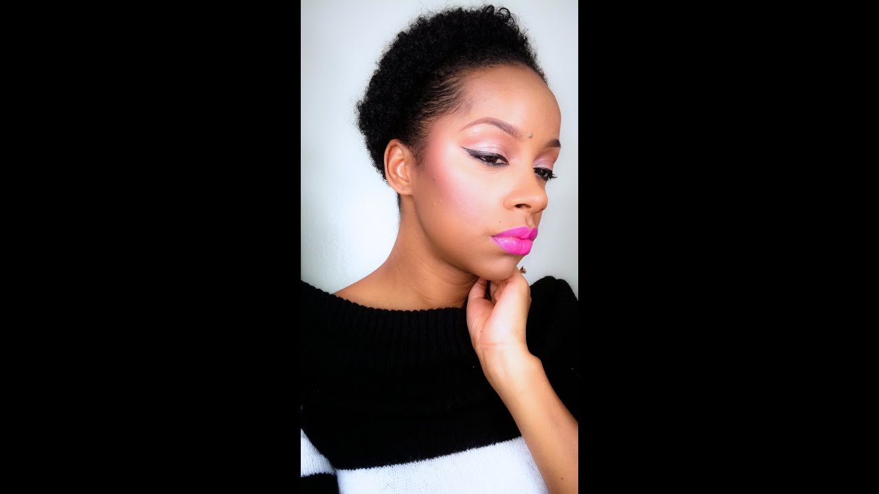 Champagne Pink Eye w/Edgy Liner and Bright Lip (tutorial)