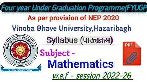 FYUGP Sem 1 Math New Syllabus VBU  #NEP
