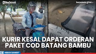 Viral Kurir di Lampung Kesal Dapat Orderan Paket COD Batang Bambu, Motor Sampai Oleng