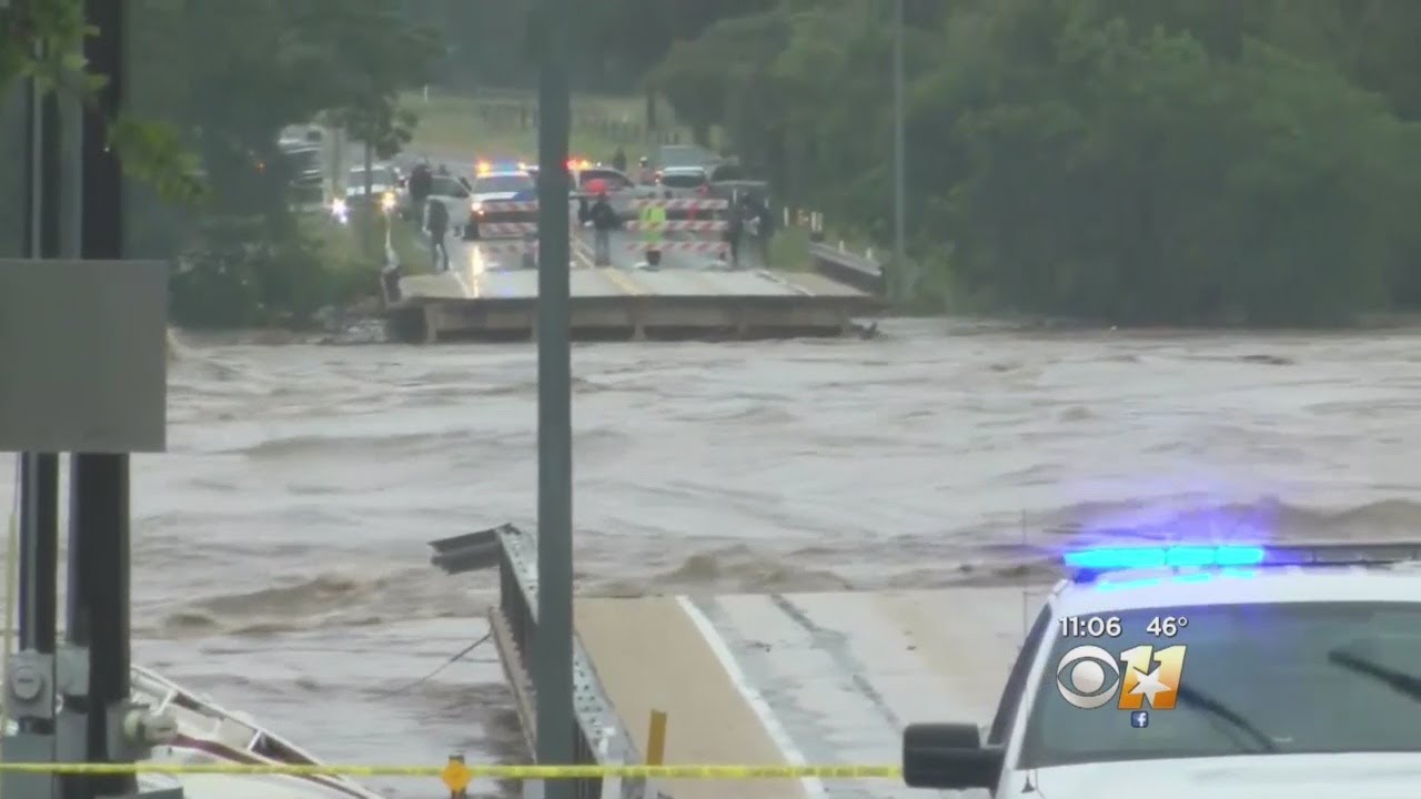 Raging Floods Destroy Bridge Over River Near Austin YouTube