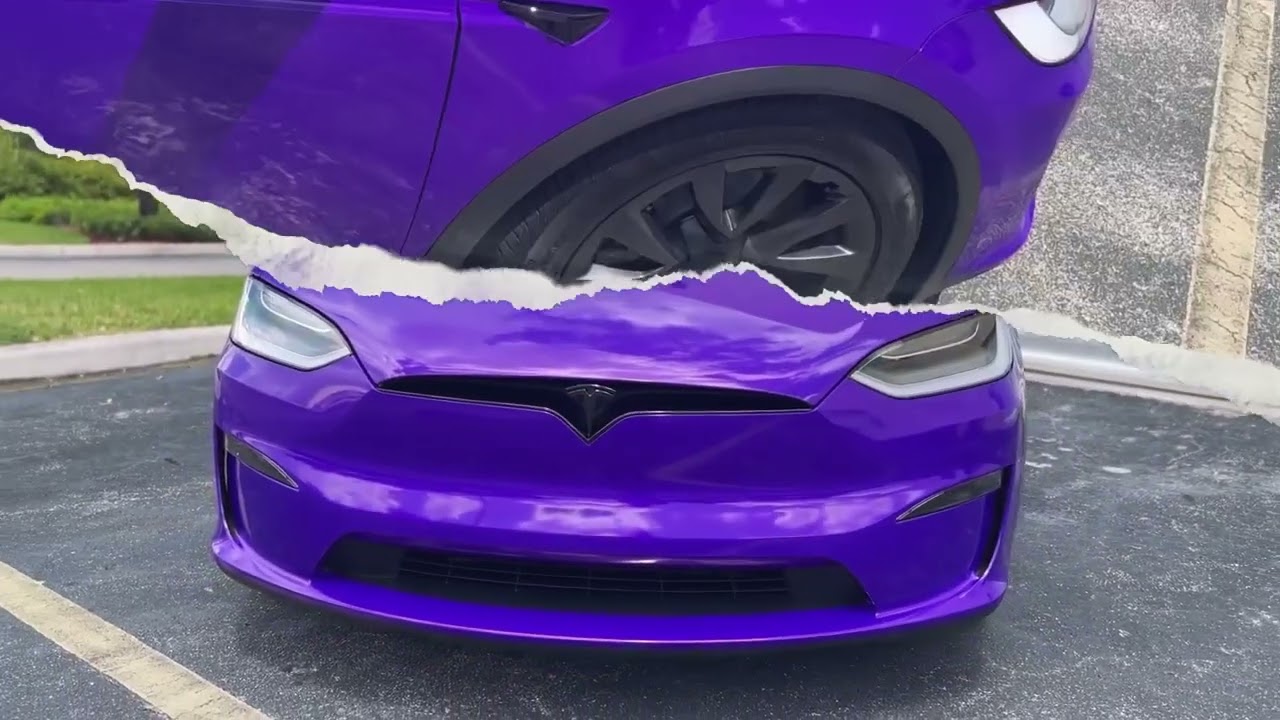 🚨2022 Tesla Model X 🔥🔥3M Gloss Plum Explosion Vinyl Wrap