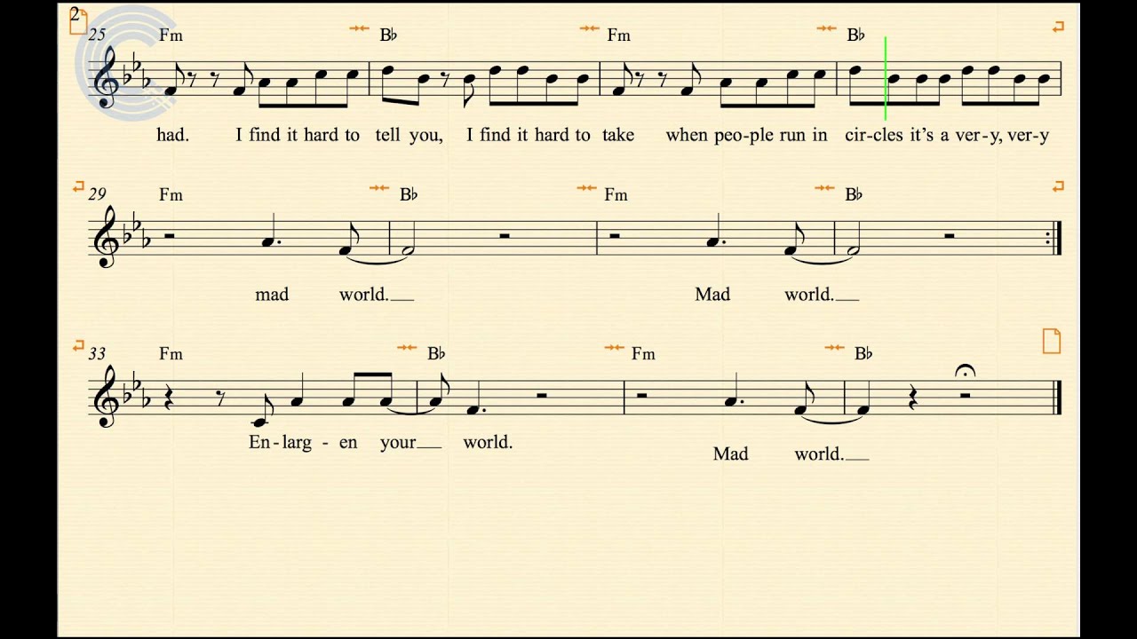 mad world gary jules piano sheet music