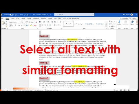 How to Select all Text with similar formatting (inc. highlighted text) in a Word document
