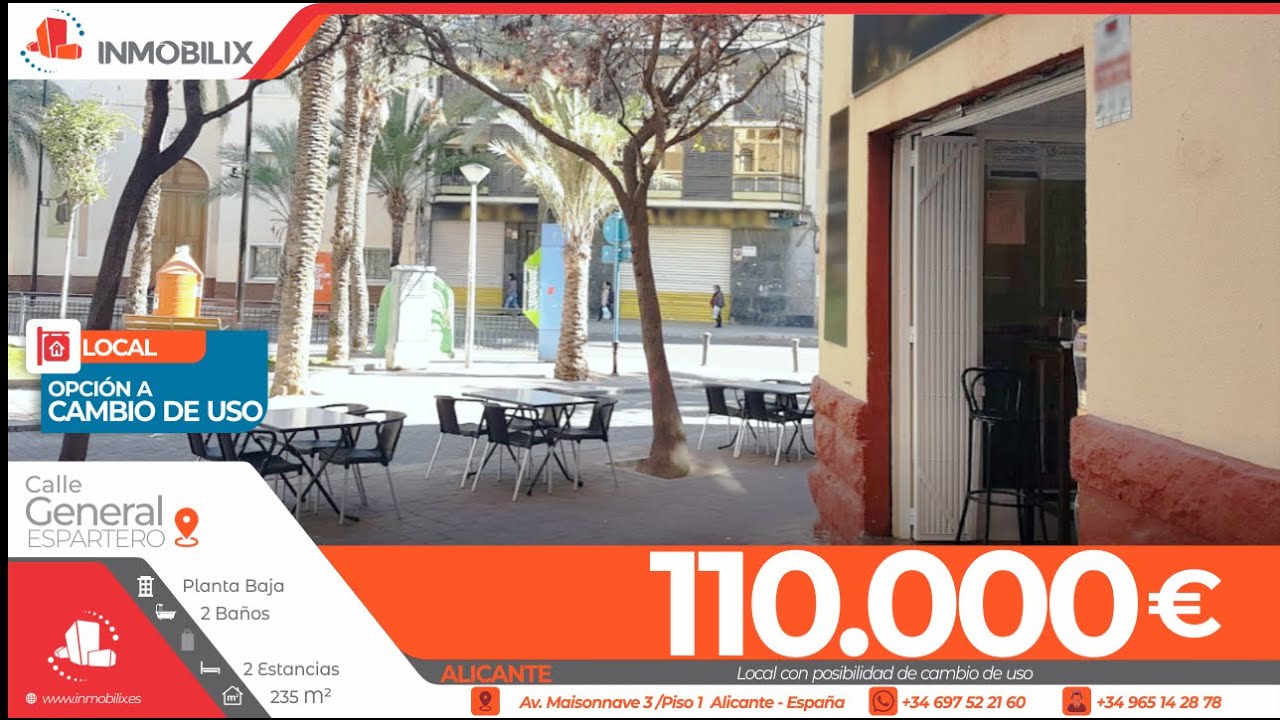 Alicante / 110.000 € / Calle General Espartero / LOCAL ESQUINA CON OPCIÓN A CAMBIO DE USO