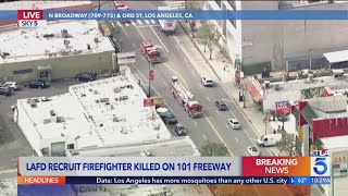 Procession for LAFD recruit firefighter killed on 101 Freeway in Studio City