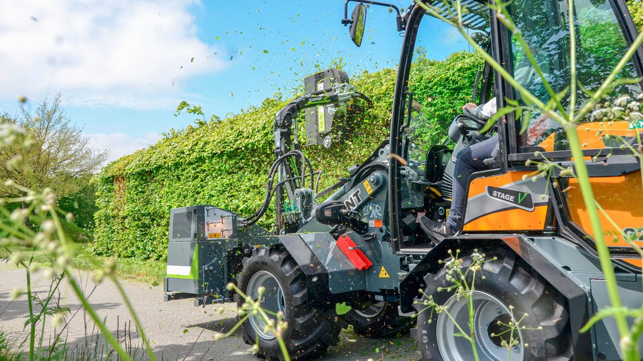 Hedge Trimmer Mounted on Giant Skid Steer Loader | GreenTec RC 102 ...