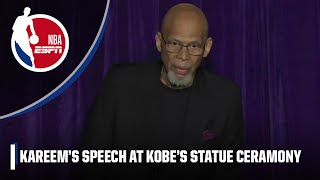 Kareem Abdul-Jabbar speaks at Kobe Bryant's statue unveiling | NBA on ESPN