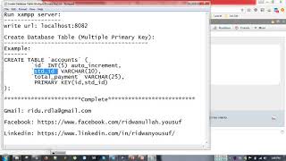Create Database Table With Multiple Primary Key Part-7