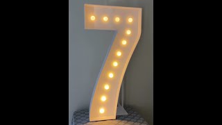 Number 7: 4FT Tall Marquee Light Up Number Assemble by JOYBOX DESIGN